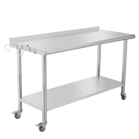 Stainless Steel Table, 24 x 60 Inches Metal Prep & Work Table with Adjustable Undershelf, for Commercial Kitchen, Restaurant, Hotel and Garage