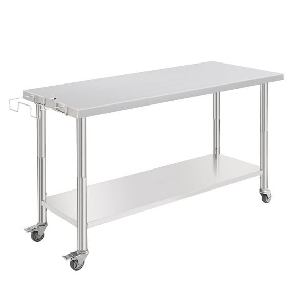 Stainless Steel Table, 24 x 60 Inches Metal Prep & Work Table with Adjustable Undershelf, for Commercial Kitchen, Restaurant, Hotel and Garage