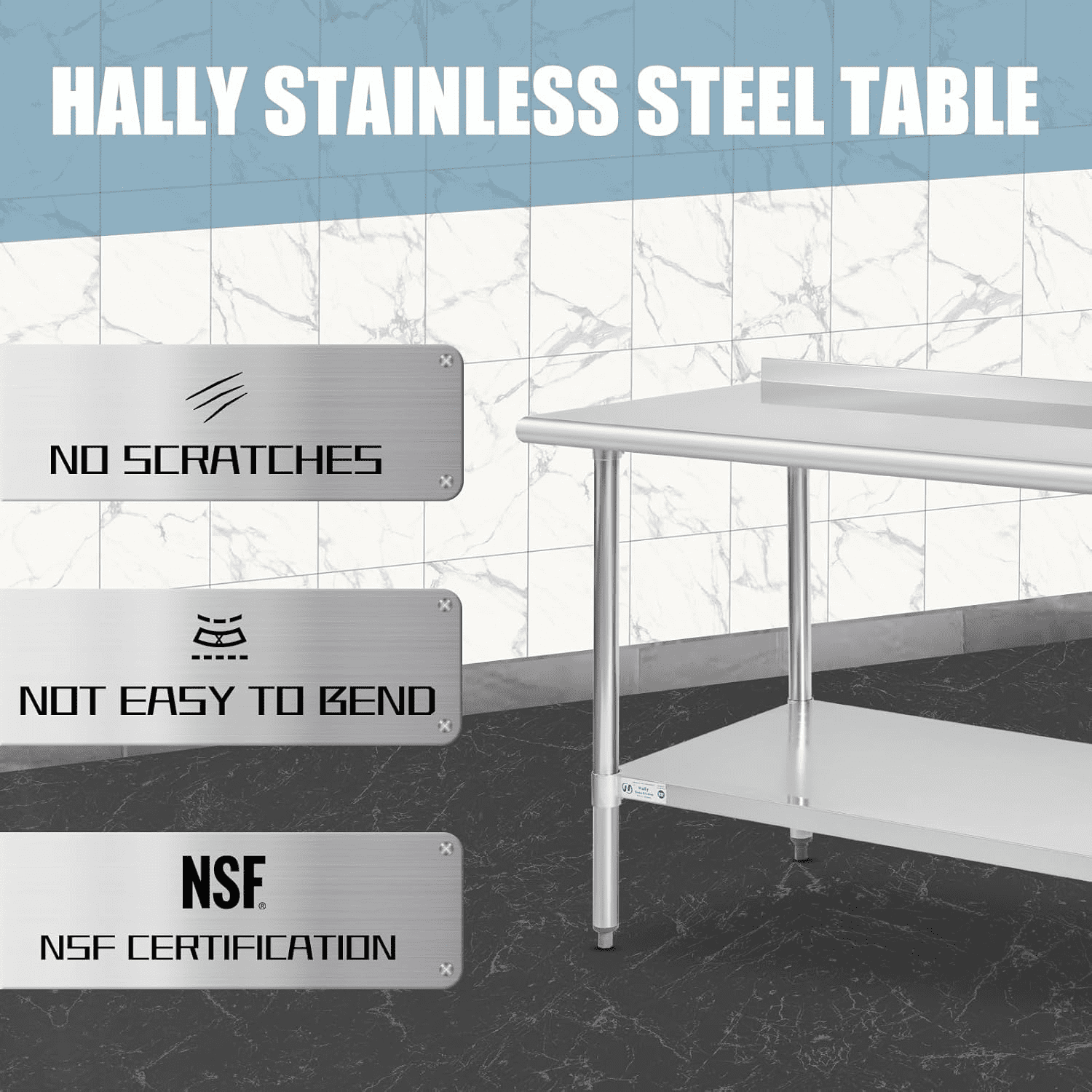 Stainless Steel Table 30 X 60 Inches Metal Prep Table with Adjustable ...