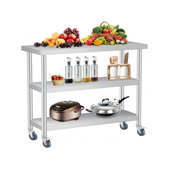 Stainless Steel Table for Prep & Work,Commercial Food Prep Worktable Heavy Duty Prep Worktable,Metal Work Table,Utility Workstation for Restaurant,Hotel,Laundry,Garage,14x24x34 Inch