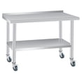 thumbnail image 1 of Stainless Steel Table for Prep & Work, Commercial Heavy Duty Table with Adjustable Undershelf, Backsplash and 4 Caster Wheels for Restaurant, Home and Hotel, 1 of 8
