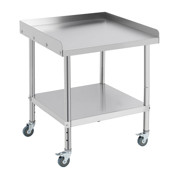 Stainless Steel Table with Wheels 28 x 24 x30 Inches Casters NSF Heavy Duty Commercial Work & Prep Table with Undershelf and Galvanized Legs for Restaurant Kitchen Bar and Hotel Garage