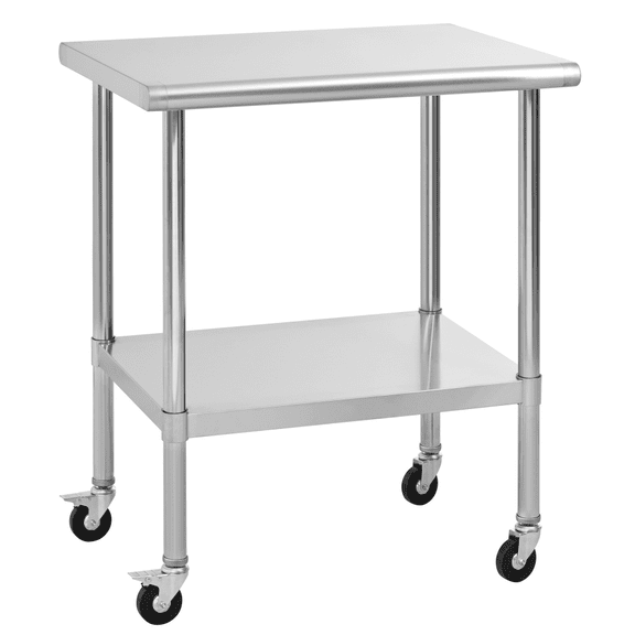 Stainless Steel Table on Wheels NSF Commercial Prep Work 24x30 Inch