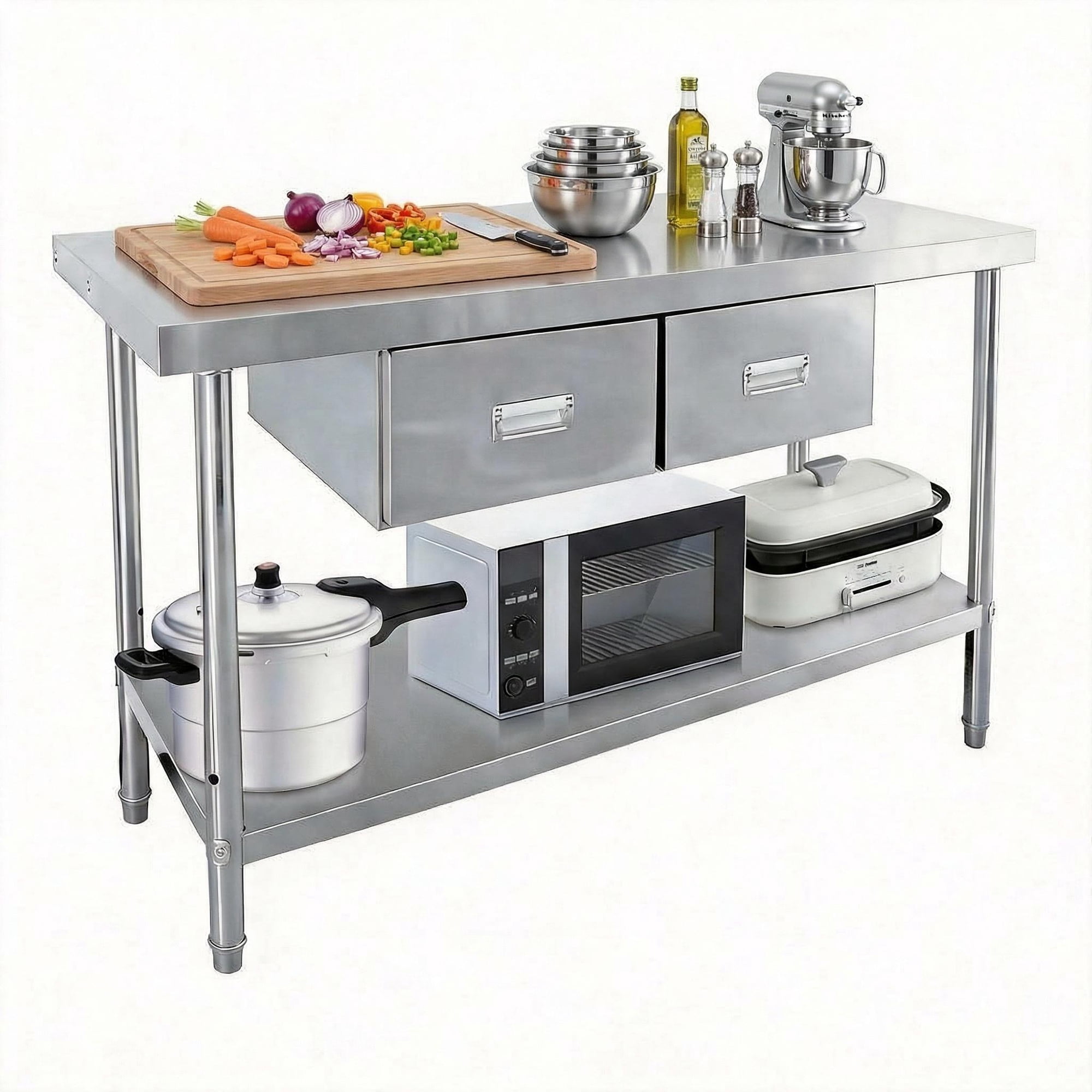 Stainless Steel Table with Drawers, 48x24 Inch Commercial Work