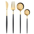 thumbnail image 1 of Stainless Steel Tableware - 4 Piece Set European Steak Fork and Spoon, Gold-Plated Western Cutlery for Dining, 1 of 3