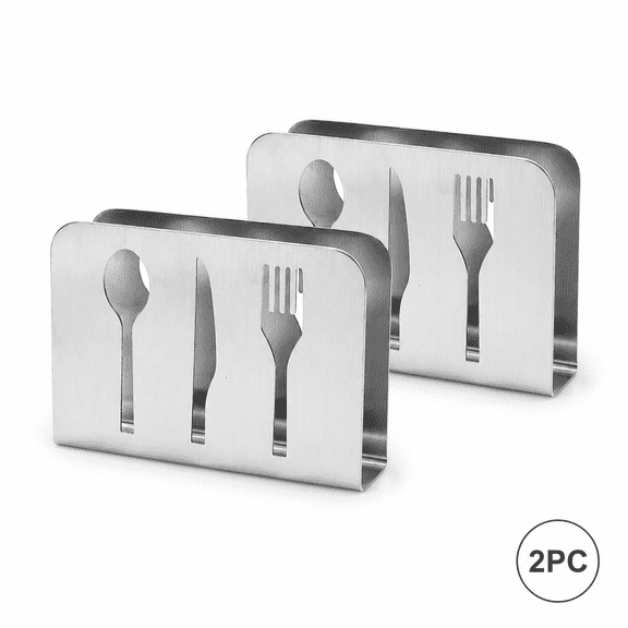 Stainless Steel Tableware Style Standing Napkin Holder 2 Pack Modern Minimalist Tissue Organizer Silver Gold for Restaurant Bar Hotel Café Kitchen Table Use