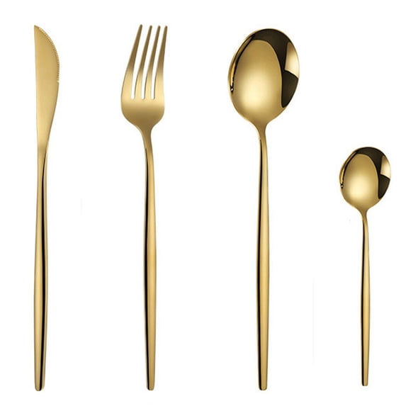 Stainless Steel Tableware Western Fork And Spoon 4 Piece Set European Steak And Fork Gold Tableware Set