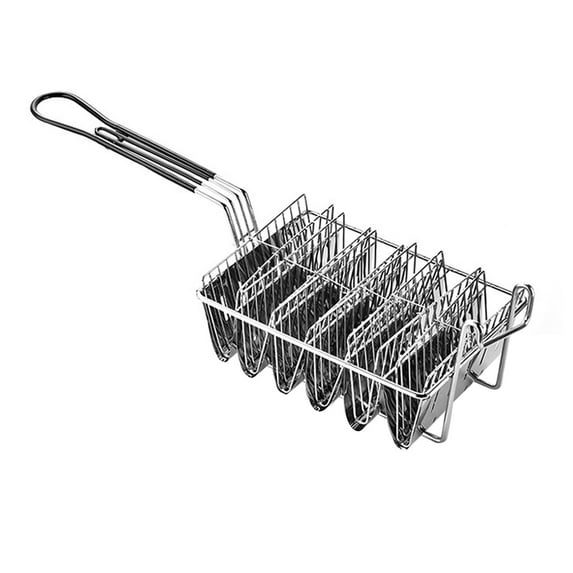 Stainless Steel Taco Fryer 4 Shells/6 Shells Cooking Tool Deep Fryer Fryer Basket Taco Holder for Snack Cart Restaurant Cooking, 6 Shells, Medium 6 Shells V Shape