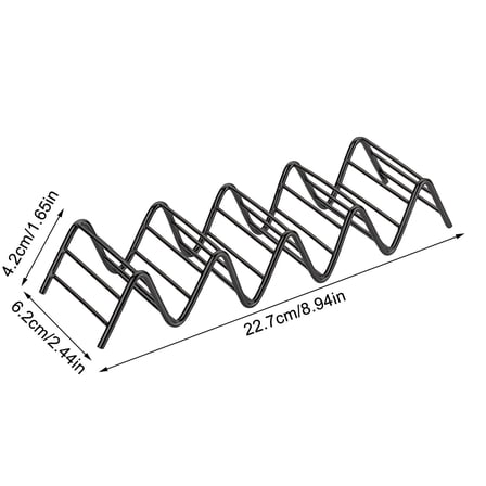 Stainless Steel Taco Holder Stand - Set of 4 Wave Shape Taco Racks - Holds 3 Tacos Each - Dishwasher Safe Taco Holders ( Black )