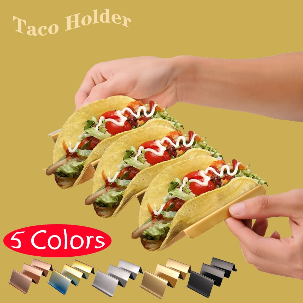 California Paper Shell Stainless Steel Taco Holder Stands Set of 6, Taco Stand Rack Holds Up 2 ...