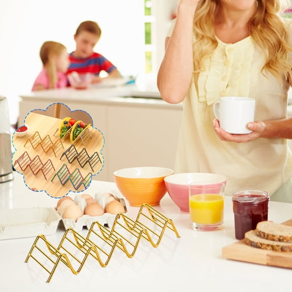 Stainless Steel Taco Holder, Taco Shell Holder Stand, Stainless Steel Taco Tray Plate Taco Stand Rack, Oven Safe for Baking, Dishwasher and Grill Safe (4-5 Grids)