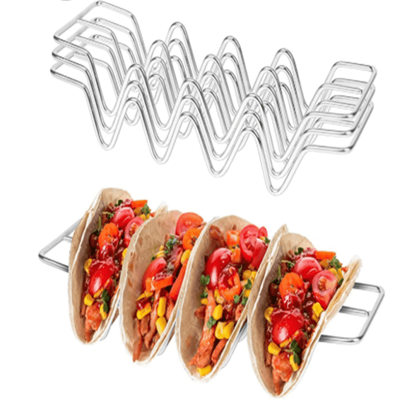 KitGody Taco Holders Set of 2 Premium Stainless Steel Stackable Stands, Each Rack Holds 4