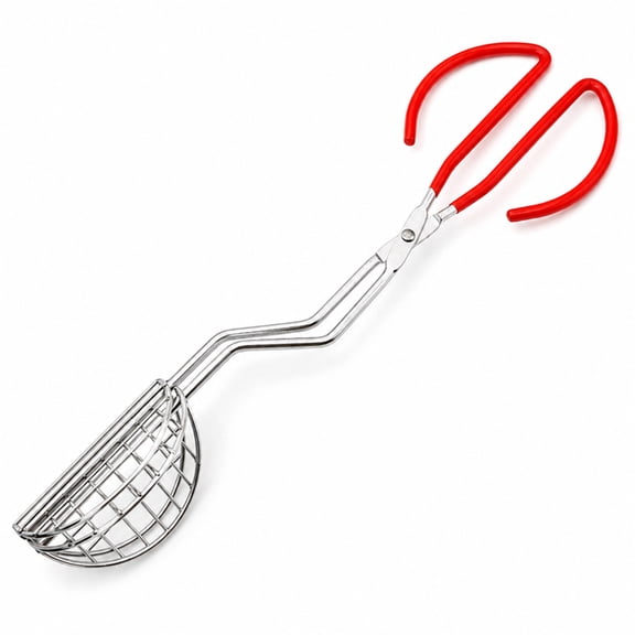 Stainless Steel Taco Shell Maker Press, Tortilla Fryer Tongs with Red Heat-Resistant Handle, V-Shaped Taco Mold for Homemade Crispy Shells