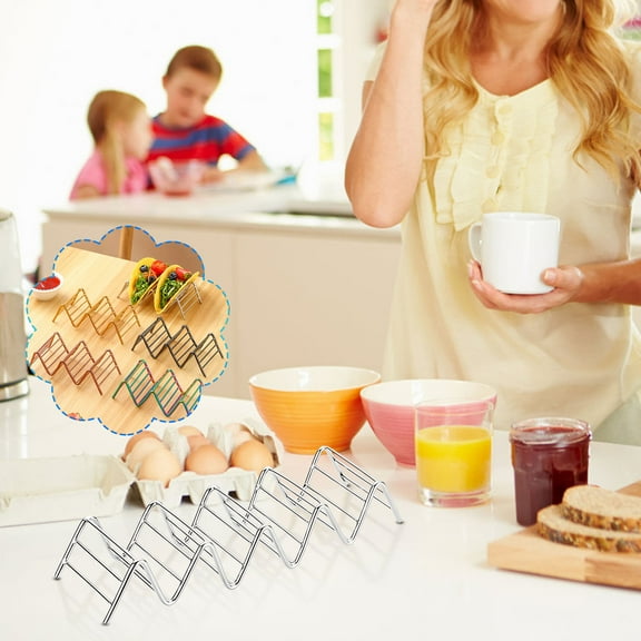 Stainless Steel Taco Stand, Wavy Taco Rack Holder, Rustproof Serving Display, Non-Stick Easy Clean, Compact Storage Tableware