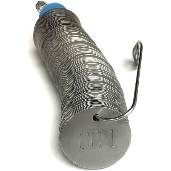 Stainless Steel Tags, Numbered 001-100, 1.25" Round