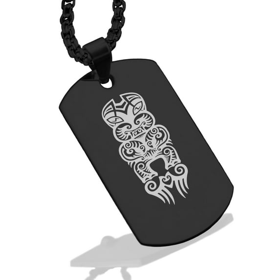 Stainless Steel Taniwha Maori Symbol Dog Tag Pendant Necklace