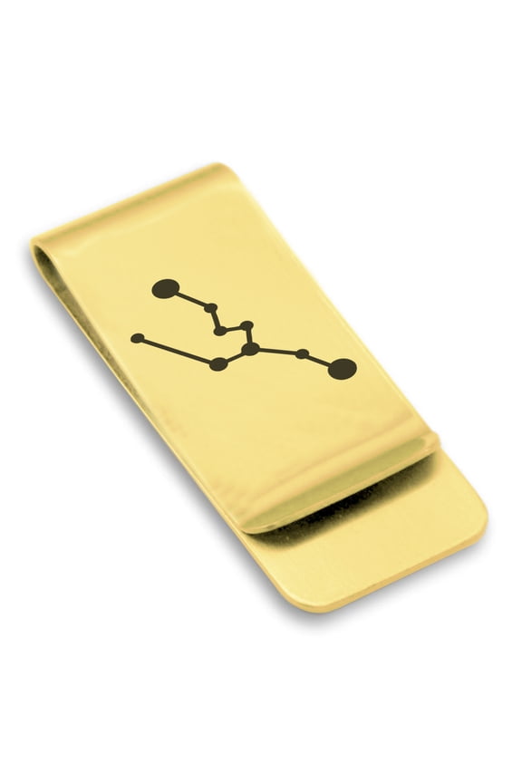 Stainless Steel Taurus (Bull) Astrology Constellation Classic Slim Money Clip Credit Card Holder