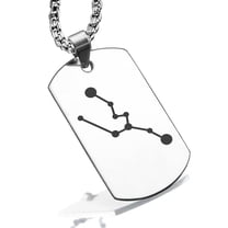 Stainless Steel Taurus (Bull) Astrology Constellation Dog Tag Pendant Necklace