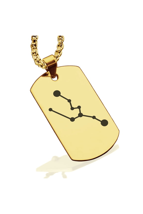 Stainless Steel Taurus (Bull) Astrology Constellation Dog Tag Pendant Necklace