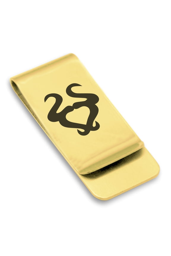 Stainless Steel Taurus Zodiac Sign (Bull) Classic Slim Money Clip Credit Card Holder