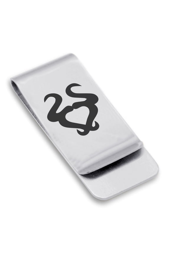 Stainless Steel Taurus Zodiac Sign (Bull) Classic Slim Money Clip Credit Card Holder