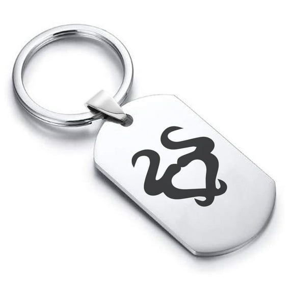 Stainless Steel Taurus Zodiac Sign (Bull) Dog Tag Keychain Circle Ring