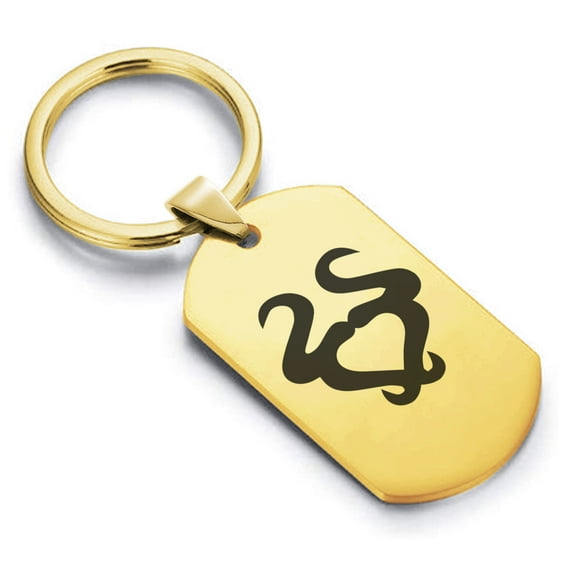 Stainless Steel Taurus Zodiac Sign (Bull) Dog Tag Keychain Circle Ring