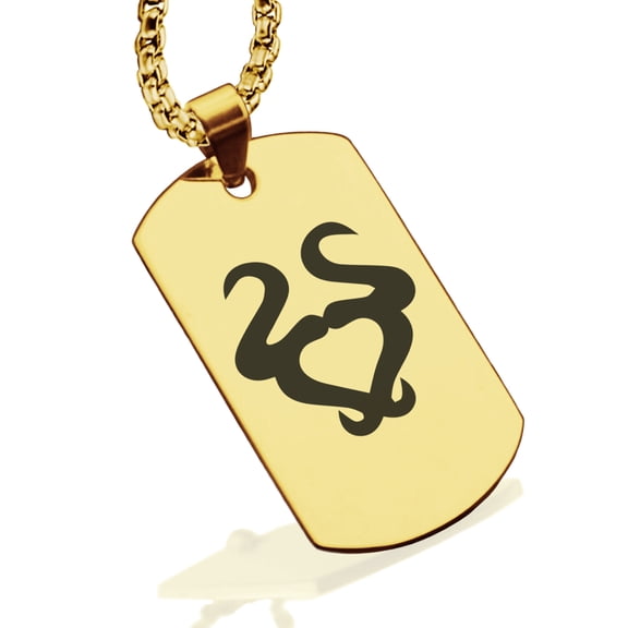 Stainless Steel Taurus Zodiac Sign (Bull) Dog Tag Pendant Necklace