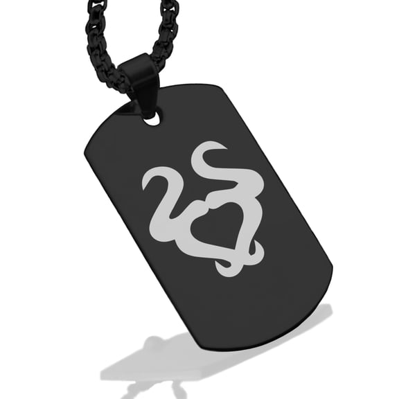 Stainless Steel Taurus Zodiac Sign (Bull) Dog Tag Pendant Necklace