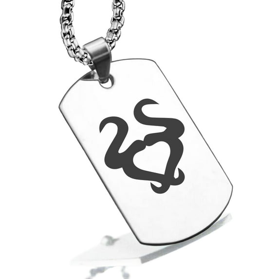Stainless Steel Taurus Zodiac Sign (Bull) Dog Tag Pendant Necklace