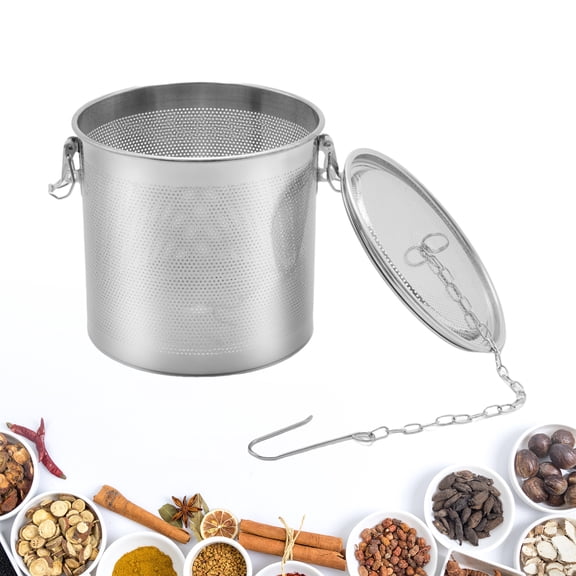 Stainless Steel Tea Ball Strainer, 10*11 cm Soup Seasoning Separation Basket, Extra Fine Spice Filter with Chain Hook