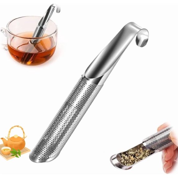 Stainless Steel Tea Diffuser, 2024 New Tea Artifact Creative Pipe Tea Infuser Mesh Strainer with Hanging Hook Handle, Universal Fine Holes Tea Interval Diffuser for Loose Tea Leaf Coffee Etc.(1PCS)