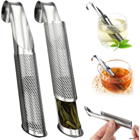 Stainless Steel Tea Diffuser, 2026 Upgraded Tea Pipe Infuser with Hanging Hook & Long Handle, Fine Mesh Tea Steeper for Loose Leaf Tea, Coffee & Spices (2pcs)