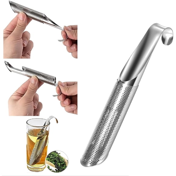 Stainless Steel Tea Diffuser,Upgrade Loose Leaf Tea Steeper Stainless Steel Tea Infuser, Mesh Strainer with Hanging Hook Handle, Tea Artifact Creative Pipe Tea Bags for Loose Leaf Tea (2Pack)