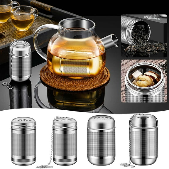 Stainless Steel Tea Filter Strainer Ball 304 Metal Mesh Infuser, Fine Filtration Tea Broth, Chain Hook for Teapots Kettles Crock Pots, 1 Piece
