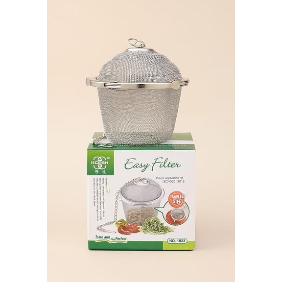 Stainless Steel Tea Infuser Basket with Lid & Chain - Fine Mesh Loose Leaf Tea Strainer Filter