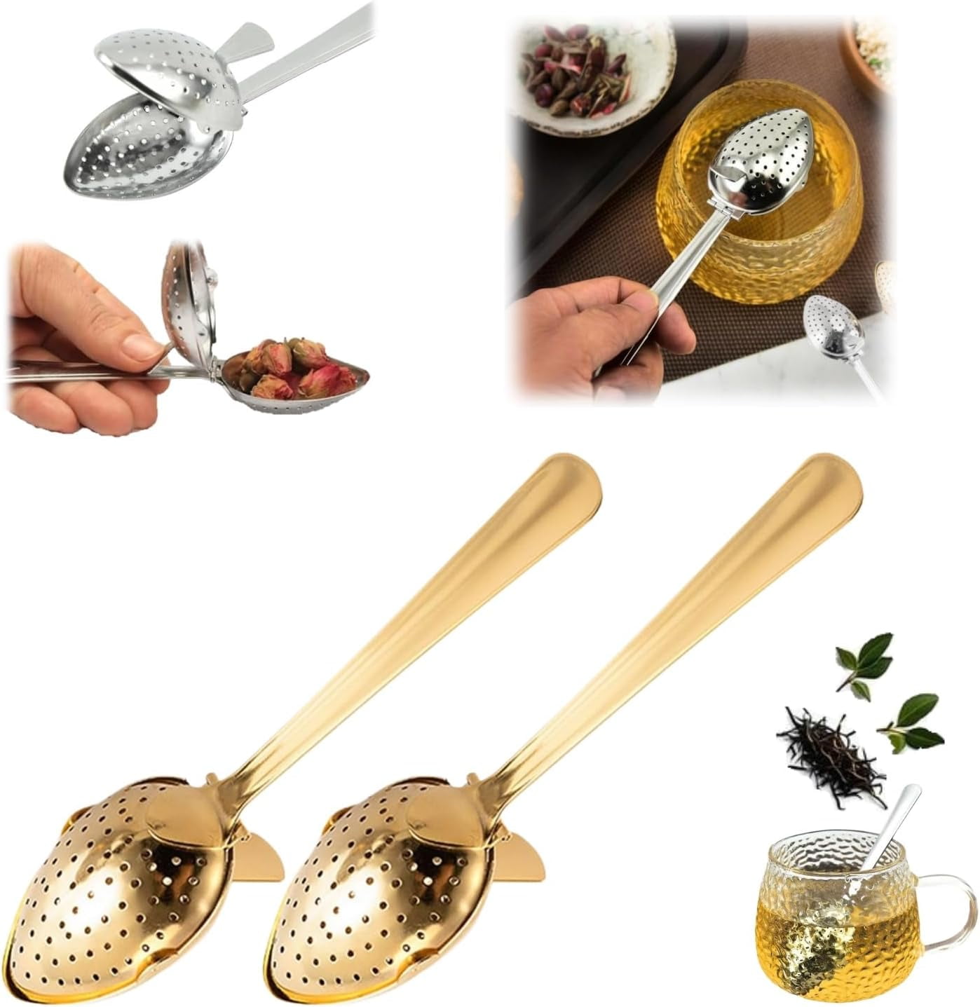 Stainless Steel Tea Infuser Spoon Shape Tea Diffuser Fine Holes ...