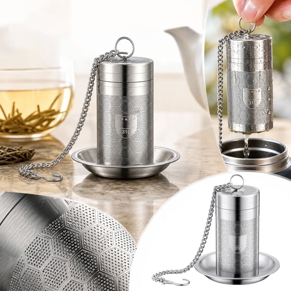 Stainless Steel Tea Infuser with Fine Mesh Strainer, Threaded Tea Filter for Loose Leaf Tea, Universal Tea Steeper for Thermal Cups and Mugs