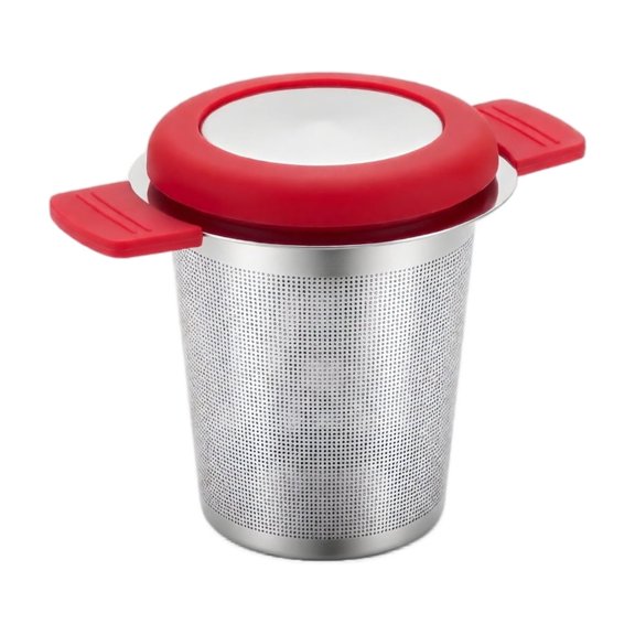Stainless Steel Tea Infuser with Silicone Lid and Fine Mesh Filter for Loose Leaf Tea and Herbal Brewing