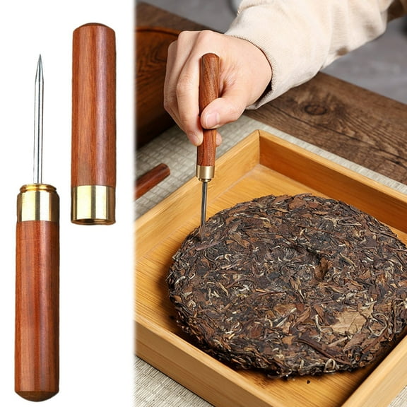 Stainless Steel Tea Knife and Pick with Ebony Wood Handle 304 Food Grade ToolforBreaking Pu erh Tea Cakes and Ice Cubes Double Purpose Design with Protective CoverforTea Enthusiasts and Home Use