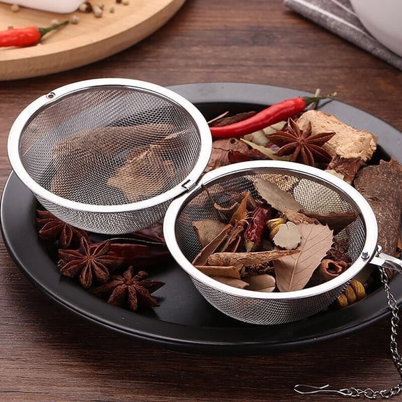 | Stainless Steel Tea Mesh 2024 - Strainer for Loose Leaf Tea and Seasoning Fine Mesh Diffuser for Steeping and Soaking, 5 cm, Silver A