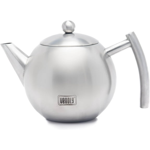 Stainless Steel Tea Pot With Removable Infuser For Loose Leaf  Tea Bags - Dishwasher Safe  Heat Resistant - By Venoly 1 liter