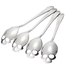 Stainless Steel Tea Spoons Coffee Stirring Slotted Metal Spoon Set 4 Pc Tableware Easy To Use