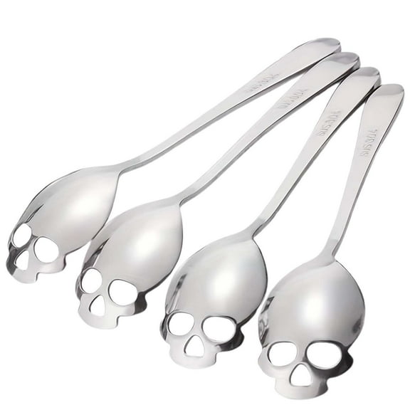 Stainless Steel Tea Spoons Coffee Stirring Slotted Metal Spoon Set 4 Pc Tableware Easy To Use