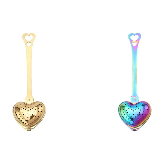 Stainless Steel Tea infuser Spoon, Mesh Heart-Shaped Tea Strainer for Loose Leaf Tea and Herbal Tea, Reusable Fine Mesh Steeper for Teapot or Mug (2-Pack)