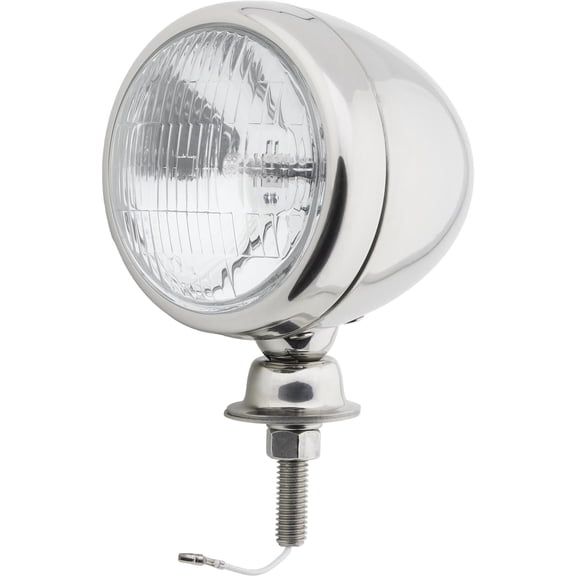 Speedway Motors Stainless Steel Tear Drop 12 Volt Fog Light with Clear Lens Vintage Style Auxiliary Driving Lamp for Hot Rod Street Rod Classic Car and Custom Vehicle