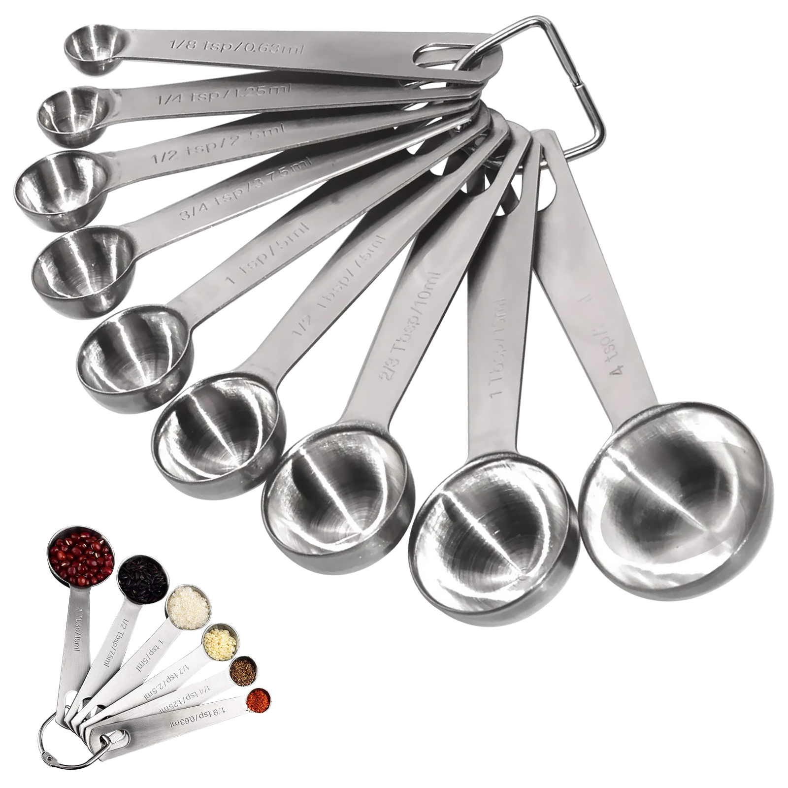 Stainless Steel Teaspoon Measuring Spoons, Kitchen Measuring Tools for