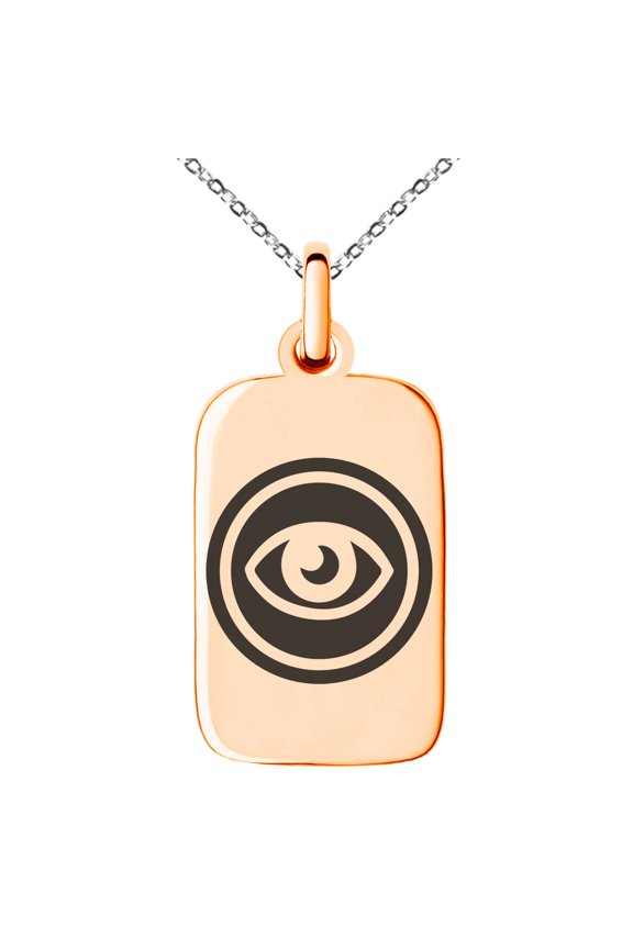 Stainless Steel Telekinesis Element Rune Engraved Small Rectangle Dog Tag Charm Pendant Necklace