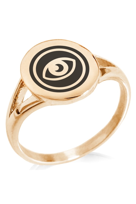 Stainless Steel Telekinesis Element Rune Minimalist Oval Top Polished Statement Signet Ring