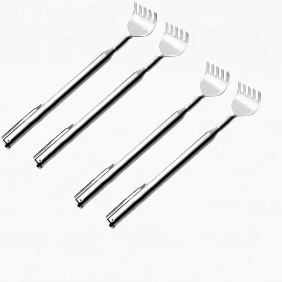 Stainless Steel Telescopic Back Scratcher, Retractable Extendable Metal Back Itch Scratcher with 5-Prong Claw Head, Portable Handheld Itch Relief Massage Tool for Home Office Travel